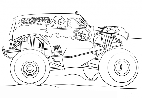 Grave Digger Monster Truck coloring page image