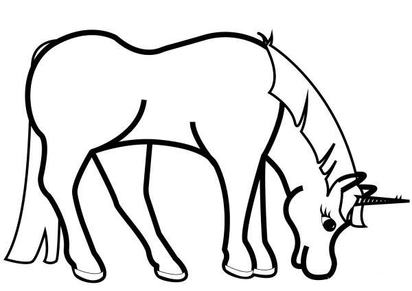 Grazing Unicorn coloring page image