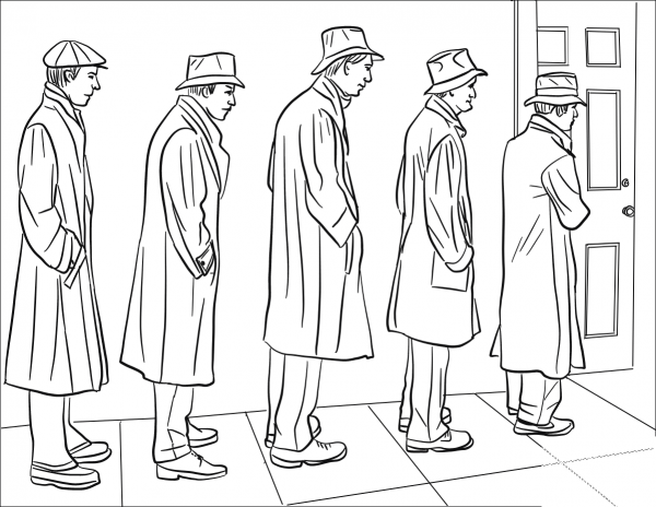 Great Depression Breadline coloring page image