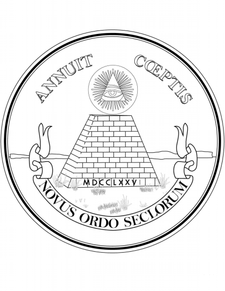 Great Seal of the United States (Reverse) coloring page image