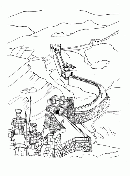 Great Wall Of China  coloring page image