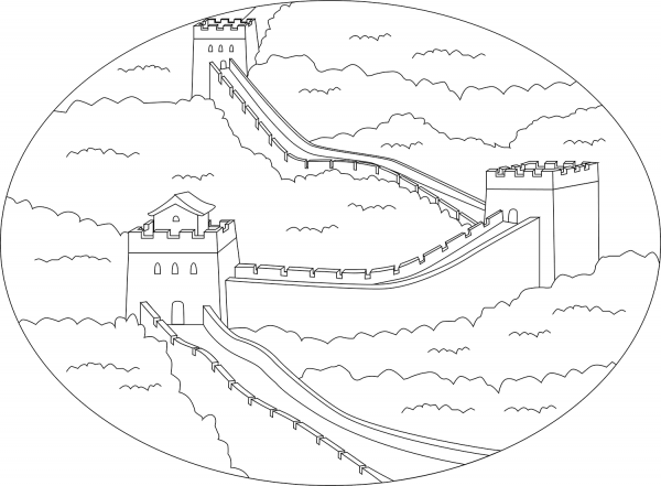 Great Wall of China coloring page image