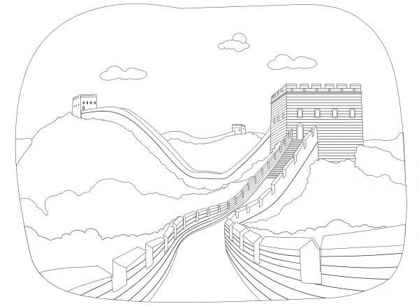 Great Wall of China coloring page image