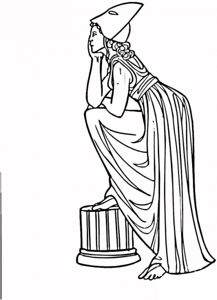 Greek Ancient Woman  coloring page image