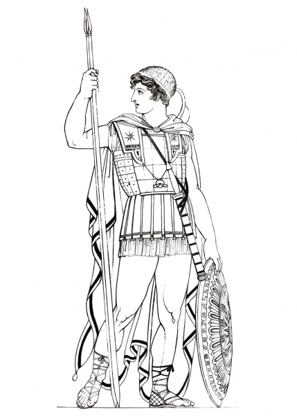 Greek Warrior coloring page image
