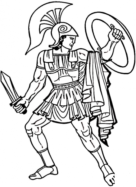 Greek Warrior  coloring page image