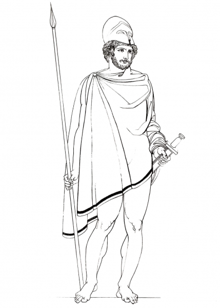 Greek Warrior from Ancient Greece coloring page image