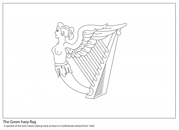 Green Harp Flag of Ireland coloring page image