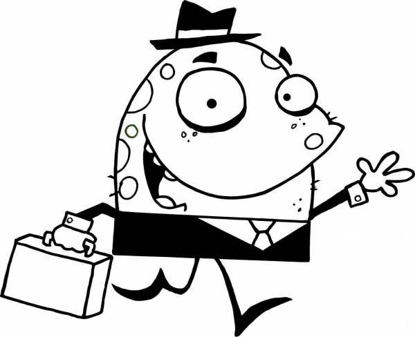 Green Monster with a Suitcase Goes to Work coloring page image