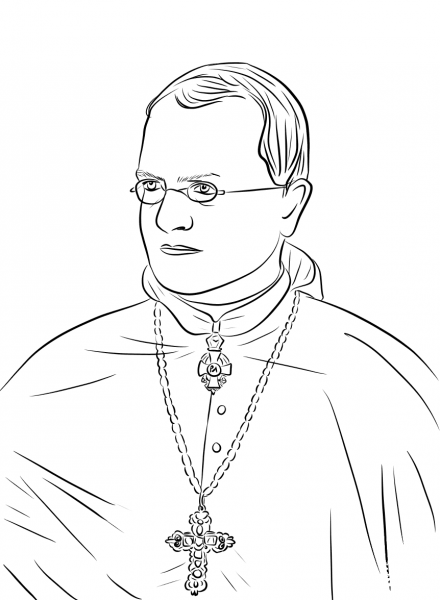 Gregor Mendel coloring page image