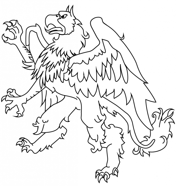 Griffin coloring page image