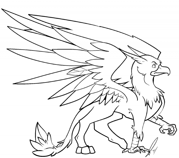 Griffin coloring page image