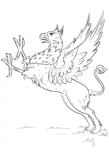 Griffin coloring page image
