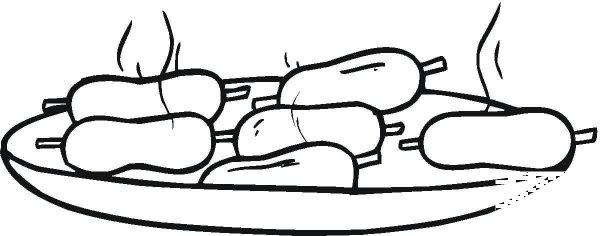 Grilled Sausages coloring page image
