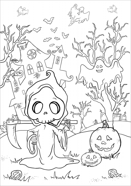 Grim Reaper coloring page image