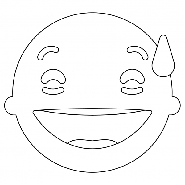 Grin Sweat Face Emoji coloring page image
