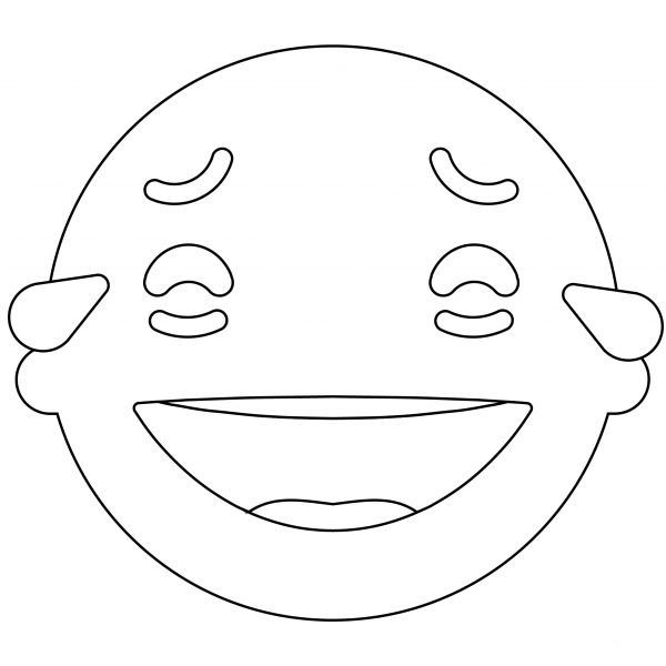 Grin Tears Face Emoji coloring page image