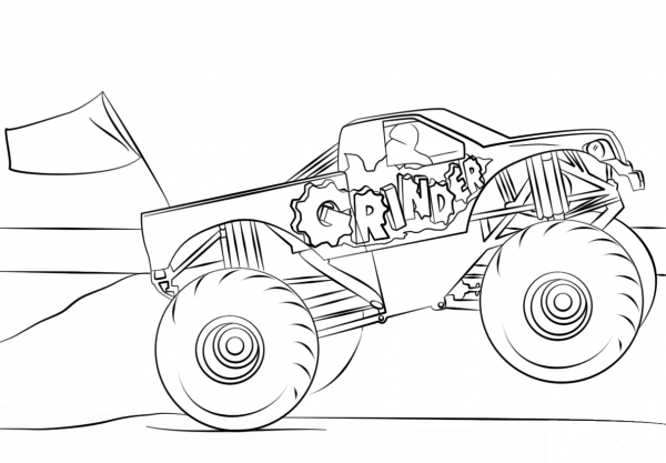 Grinder Monster Truck coloring page image