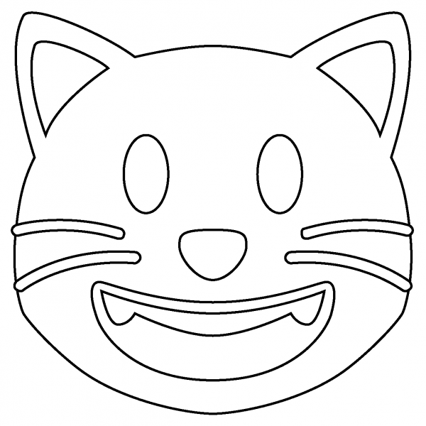 Grinning Cat Emoji coloring page image
