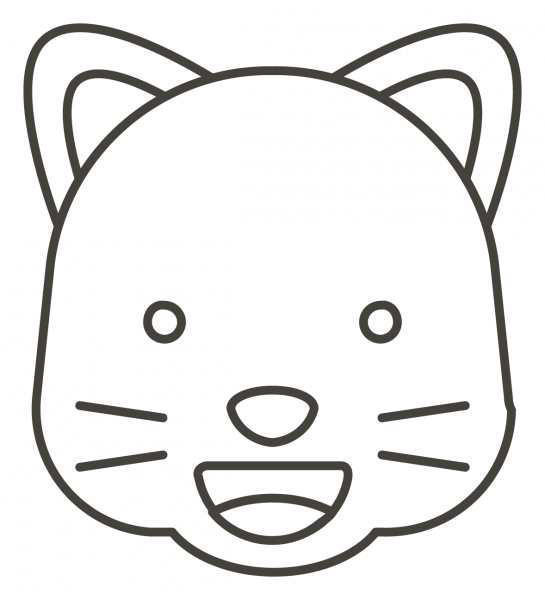 Grinning Cat Face coloring page image