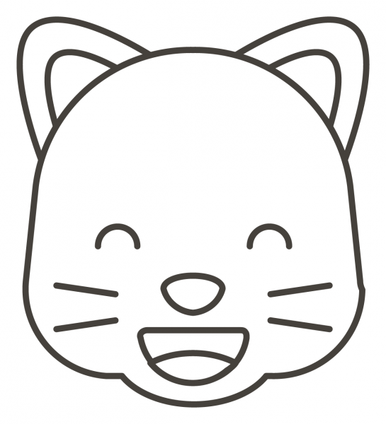 Grinning Cat Face with Smiling Eyes coloring page image