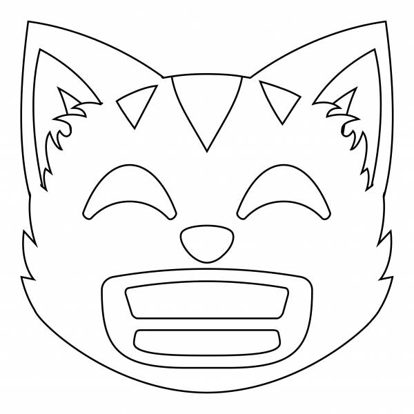 Grinning Cat with Smiling Eyes coloring page image