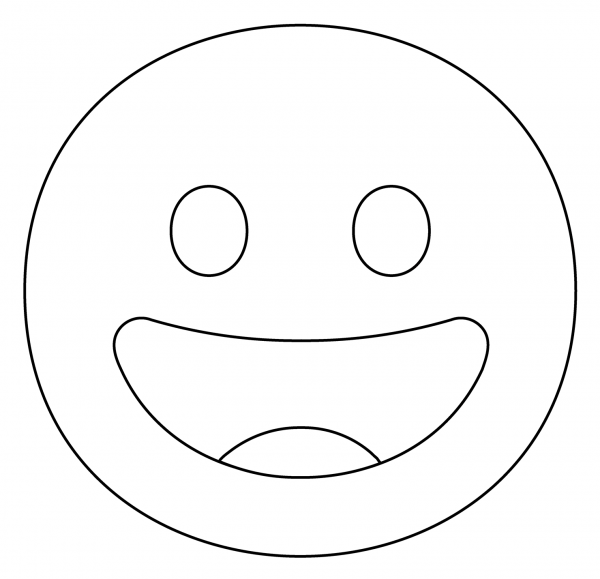 Grinning Face Emoji coloring page image
