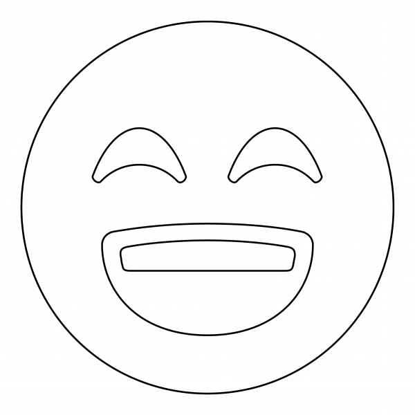 Grinning Face with Smiling Eyes coloring page image