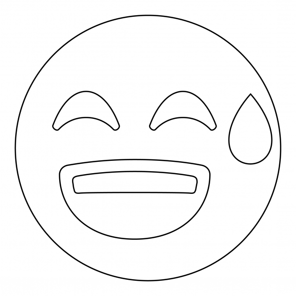 Grinning Face with Sweat coloring page image
