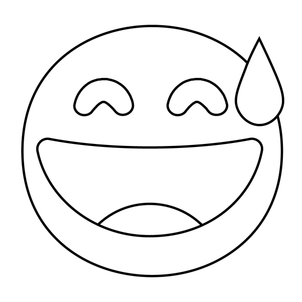 Grinning Face with Sweat Emoji coloring page image