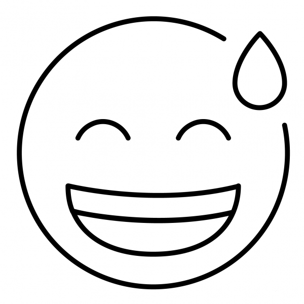 Grinning Face with Sweat Emoji coloring page image