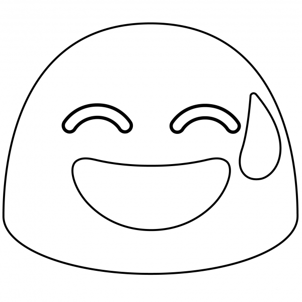 Grinning Face with Sweat Emoji coloring page image