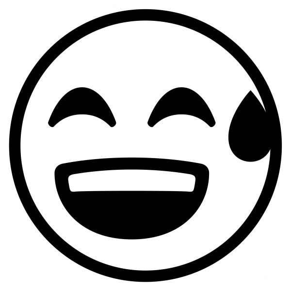 Grinning Face with Sweat Emoji coloring page image