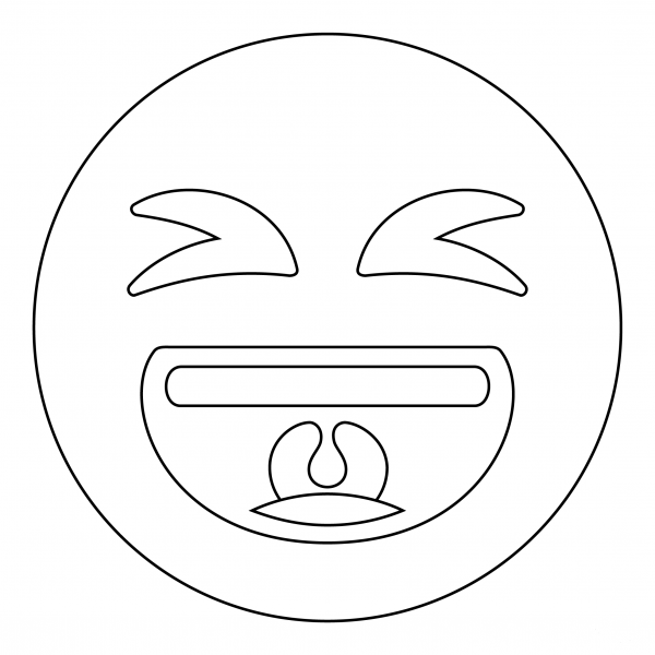 Grinning Squinting Face coloring page image