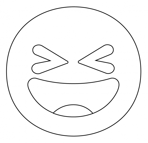 Grinning Squinting Face Emoji coloring page image