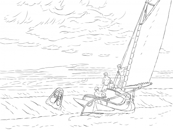 Ground Swell by Edward Hopper coloring page image