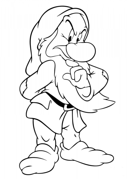 Grumpy Dwarf coloring page image