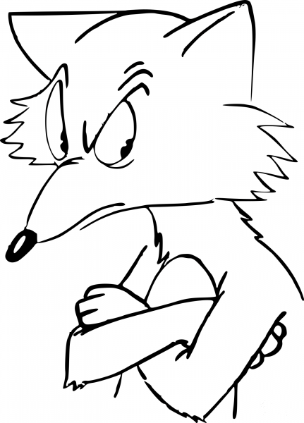 Grumpy Fox coloring page image