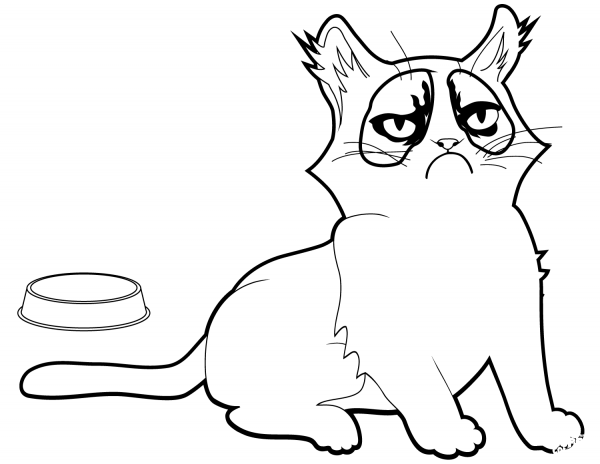 Grumpy Kitty coloring page image