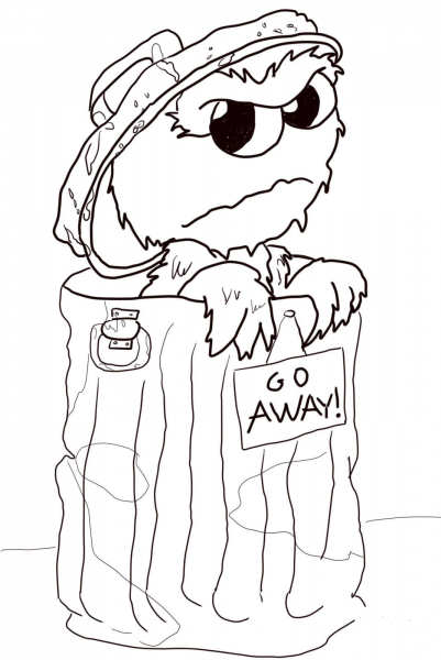 Grumpy Oscar coloring page image