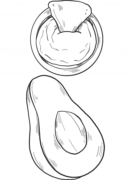 Guacamole coloring page image