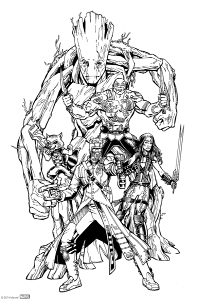 Guardians of the Galaxy All Together coloring page image