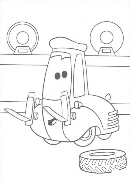 Guido and a wheel coloring page image