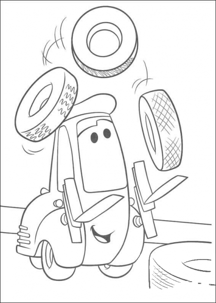 Guido is juggling the wheels  coloring page image