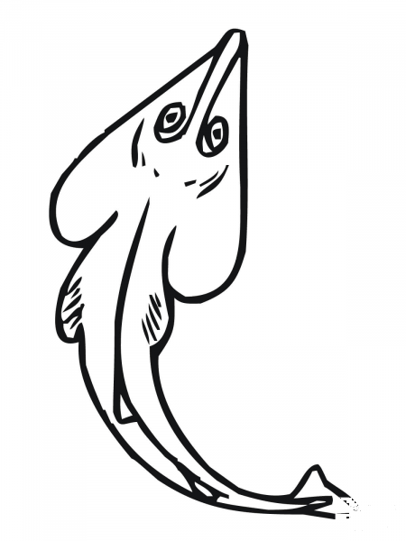 Guitarfish Ray coloring page image