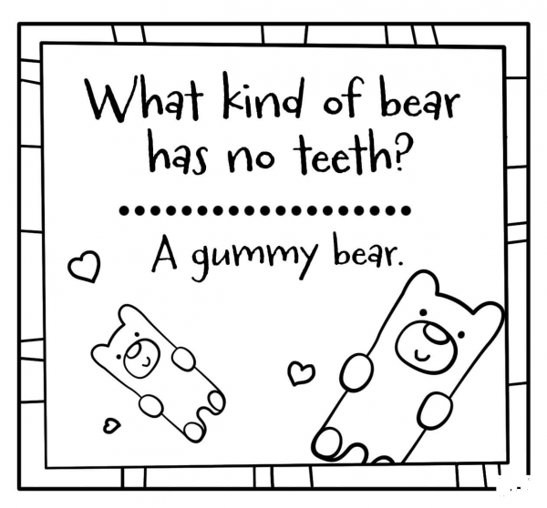 Gummy Bear – Encouraging Jokes Lunch Note coloring page image