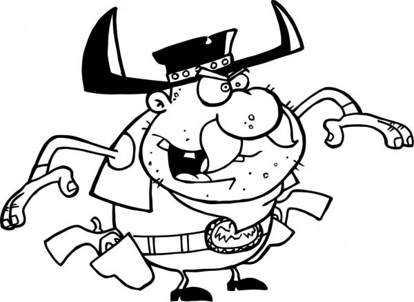 Gunslinger is about to draw his guns coloring page image