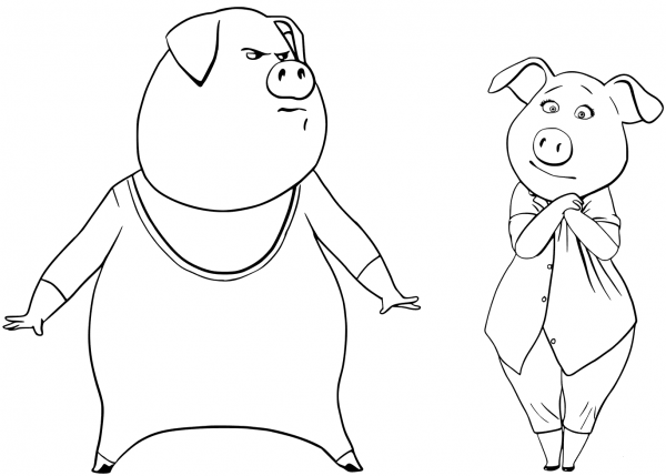 Gunter and Rosita from Sing coloring page image