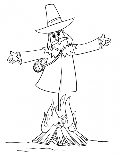 Guy Fawkes Effigy Burning coloring page image