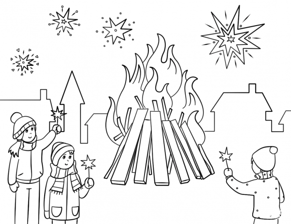 Guy Fawkes Night coloring page image